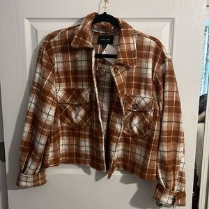 Rust Flannel Cropped Shacket